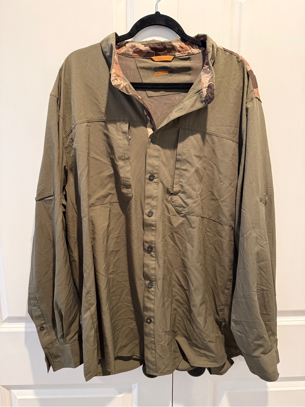 Magellan Outdoors Olive Green Field shirt with Camo Trim